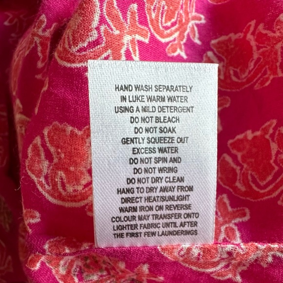 EAST ARTISAN with ANOKHI Floral Cotton Tunic Dress Top Size 10 Colors Pink Gold - Picture 13 of 15